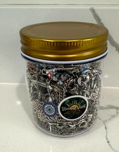 1,2 Pfund Mystery Glas - meist getragen, silberfarbene Halsketten & Armbänder, böser Blick - Bild 1 von 10