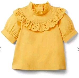 Janie & Jack Yolk Yellow Eyelet Puff Sleeve NWOT 12 - Picture 1 of 17