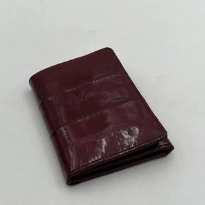 VTG New Buxton Trifold Eel Skin Leather Wallet NOS Vintage Maroon Red 1980s Lux - Picture 1 of 9