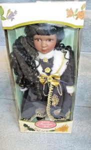 Vintage Boxed Black African American Kingstate 15" Porcelain Doll Victorian - Picture 1 of 2