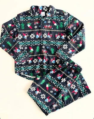 Kids Size 10 140cm Hanna Andersson Christmas Gnome Flannel Pajamas Navy Red - Image 1 of 4