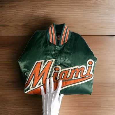Vintage NCAA Miami Hurricanes Green Starter/Bomber Snap Jacket Size L Colosseum - Image 1 of 4