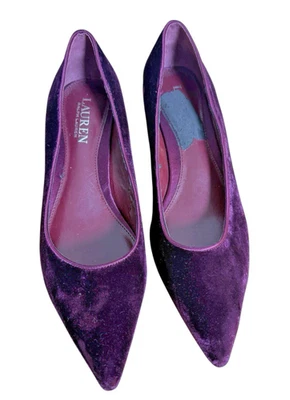 Zapatos de tacón medio de terciopelo borgoña granate 8b usados LAUREN RALPH LAUREN PARA MUJER Foto 1 de 4