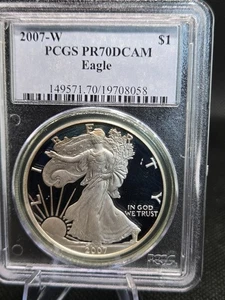 2007-W American Silver Eagle – PCGS PR70DCAM – Vault Stored – Ultra Cameo Proof - Picture 1 of 6