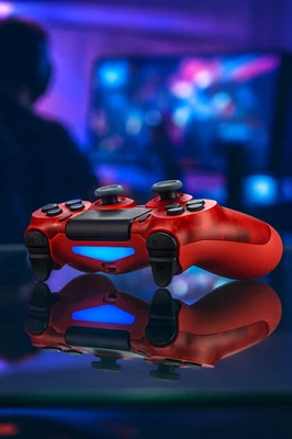 Wireless Controller for Sony PlayStation 4 – Custom Red Rock Lightning Gamepad - Image 1 of 4