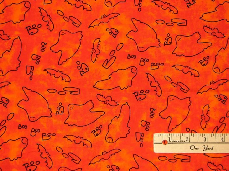 Passeie em seu próprio Whisk Ghost Orange tecido de Halloween 1/2 jarda #29095 - Imagem 1 de 1