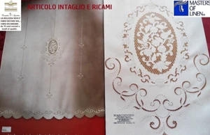 TENDA LINO RICAMO A MANO INTAGLIO PUNTA D' AGO ECC. cm. 310 x 240 avorio - Foto 1 di 16