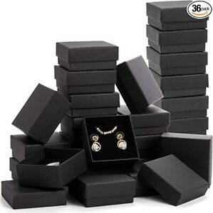 Boîtes à bijoux Kraft, 2,4 x 2,4 x 1,37 pouce carré boîte cadeau collier boucle d'oreille