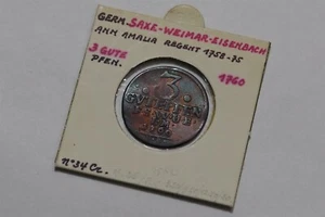 🧭 🇩🇪 GERMANY SAXE WEIMAR 3 PFENNIG 1760 B66 #313 - Foto 1 di 3