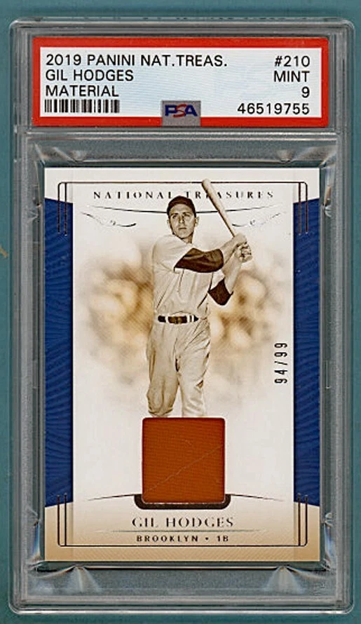 2019 Panini National Treasures Material Gil Hodges Game Used Jersey #210 PSA 9! - Image 1 of 2