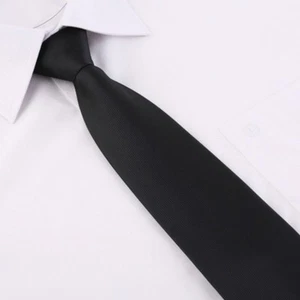 Black Plain Clip On Tie Security Doorman Bouncer Funeral Wedding - High Quality - Picture 1 of 2