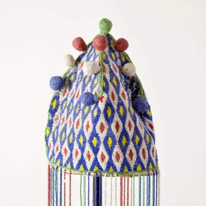 Yoruba Blue Yellow and Red Beaded Crown Nigeria - Picture 1 of 10