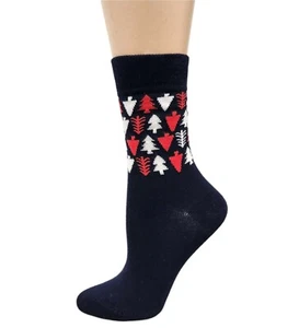 Women's Christmas Crew Tree Socks in Silky Viscose - Picture 1 of 4