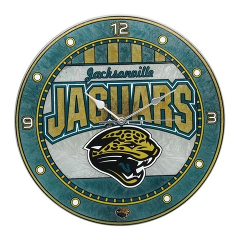 Jacksonville Jaguars 12'' Art Glass Wall Clock NEW. GREAT GIFT Cover