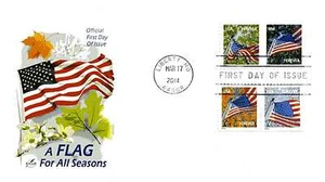 4782b-85b Flag for All Seasons booklet, 2014 date, SSP, on one, ArtCraft, FDC  - Picture 1 of 1