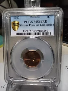 1967 1c Obverse Planchet Lamination Pcgs Ms 64 - Picture 1 of 3