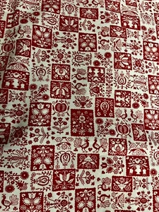 VTG Red &White Pennsylvania Dutch Patchwork Inch Square Cheater Quilt BTFQ - Picture 1 of 6