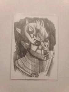 Tarjeta de boceto 2023 Topps cromada Star Wars Galaxy Darth Maul - artista Andrew Fry - Imagen 1 de 2