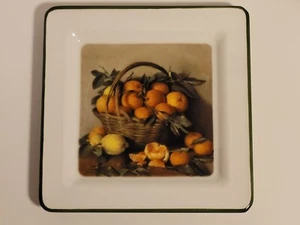 Vintage Brunelli Plate made in Italy Decorative Fruit Basket Design 10" Square - Picture 1 of 9