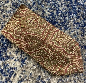 Corbata Ralph Lauren Púrpura Etiqueta Rojo Profundo Beige Verde Oro Negro Cachemira Italia - Imagen 1 de 4