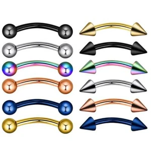 6Pcs Barbell Ear Eyebrow Stud Lip Ring Nose Hoop Body Body Piercing Jewelry 16g - Picture 1 of 15
