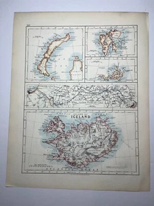 Iceland Map from the 1908 Johnston World-Wide Atlas SEE DESCRIPTION - Picture 1 of 2
