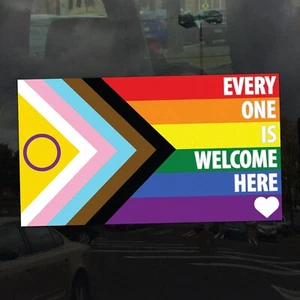 Intersex Progress Pride Flag Every One Is Welcome Here LGBTQ POC Window Cling - Picture 1 of 3