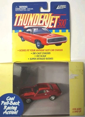 Johnny Lightning ThunderJet Dodge Cuda Red Chrome  Pull Back Cars HO Scale - Image 1 of 3