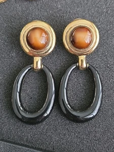 CINER AUSSERGEWÖHNLICHE SELTENE OHRRINGE RIESIGER CHANDELIER SCHULTERCREOLEN & CABOCHON - Bild 1 von 5
