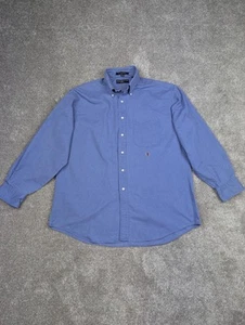Vintage Tommy Hilfiger Shirt Mens L 16 - 34 Blue Pocket Button Up Gold Crest - Picture 1 of 11