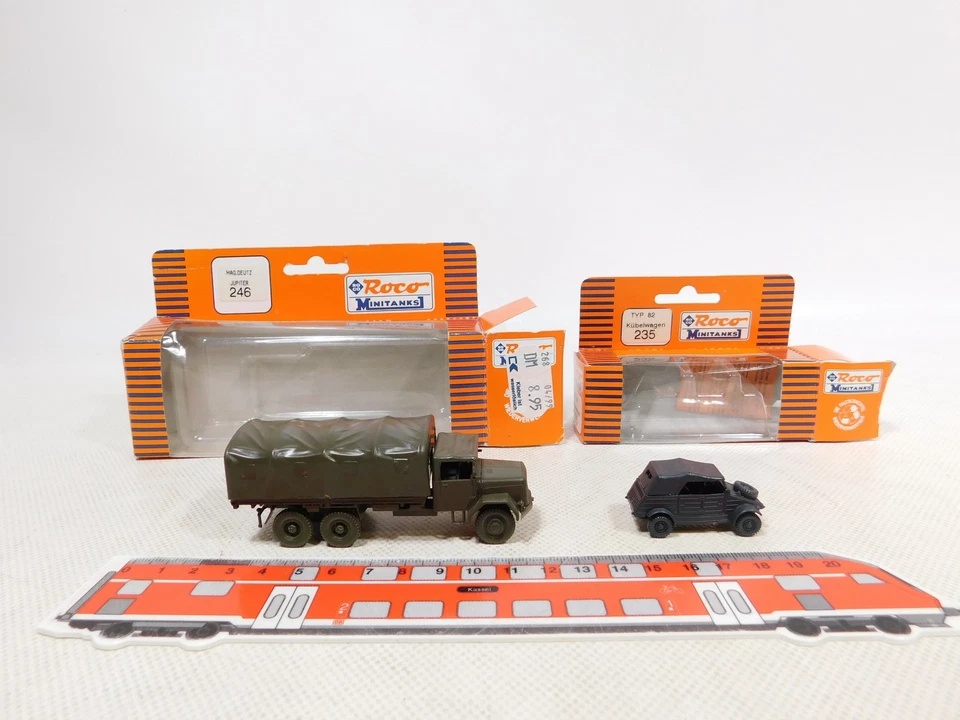 Roco Minitanks 1:87 H0 2x Modello Militare 235 VW 246 Magirus Mint + Box # - Immagine 1 di 4