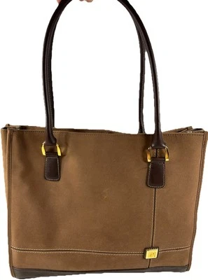 Bolso de Hombro Diane Von Furstenberg Marrón Gamuza y Cuero Laptop Mensajero Foto 1 de 4