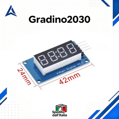 Display LED 4 Cifre TM1637 Modulo 7 Segmenti Serial Arduino Raspberry Pi PIC - Immagine 1 di 4
