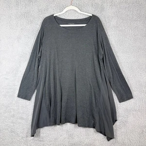 Eileen Fisher Silk Cotton Tunic Size XL Gray Hanky Asymmetric Hem Lightweight - Picture 1 of 8