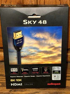 AUDIOQUEST Sky 48 1.5m 5ft 8K 10K HDMI Cable Blue Black BRAND NEW!!!! - Image 1 of 2