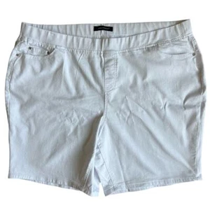 Neu mit Etikett Ashley Stewart elastischer Bund anziehbare Denim-Shorts, Bermuda weiß Größe 26 - Bild 1 von 9