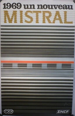 Affiche ancienne originale SNCF Foré Mistral 1968 TEE - Photo 1/4