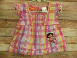 Haut chemise à carreaux vintage fille Nickelodeon Dora Explorer smockée 4T brodée - Photo 1 sur 15