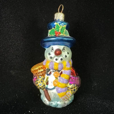 De Colección Christopher RADKO Vidrio Adorno de Navidad MUÑECO DE NIEVE SONRIENTE Colorido Foto 1 de 4