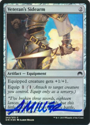 MTG Magic Veteran's Sidearm Origins FOIL Signed by Artist Aaron Miller w/ COA NM - Image 1 of 2