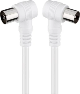 COAX Right Angle 1.5m 2.5m 5m 10m PAL TV Aerial MALE to FEMALE Cable RF Lead - Picture 1 of 5
