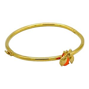 Kate Spade New York Ladybug Bracelet Bangle Gold Tone & Orange Retired RARE
