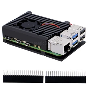 Raspberry Pi 5 Aluminum Heatsink Case Black Enlosure Shell with fan for RPI 5 - Picture 1 of 17