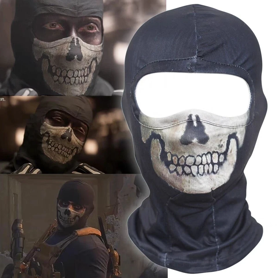 Nuevo Call of Duty 19 COD19 Máscara Fantasma Escuadrón Calavera Exterior Prop Wear Pasamontañas Foto 1 de 4