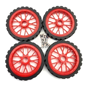 4 Knex Tires Small 1.75" Red Spoke Wheels - K'nex Replacement Parts - Picture 1 of 1