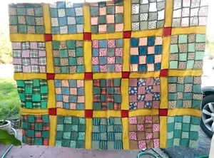 Vintage unfertiger Quilt Topper 77x53 Cottage Core Oma Core Shabby Chick - Bild 1 von 3