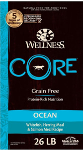 26lb/Bag Wellness CORE Ocean Whitefish, Herring & Salmon Recipe Dry Dog Food