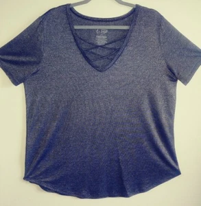 Women's Gold Crush strappy Blouse shinny/Metalic Silver   V-Neck Size 2x A0101 - Picture 1 of 6