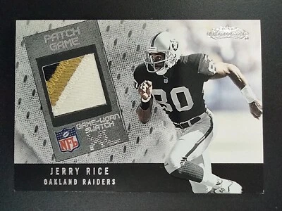2002 Fleer Showcase Jerry Rice Patch Game XL Silver 3 Color 075/100 Edge Wear - Image 1 of 4