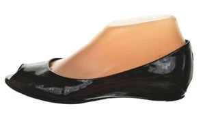 Marc Jacobs Womens Shoes Size 6.5 Black Wedge Heels Patent Leather Peep Toe - Picture 1 of 6